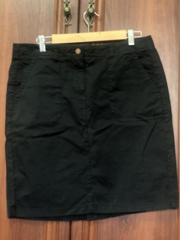 Women Skirt Black Cotton L