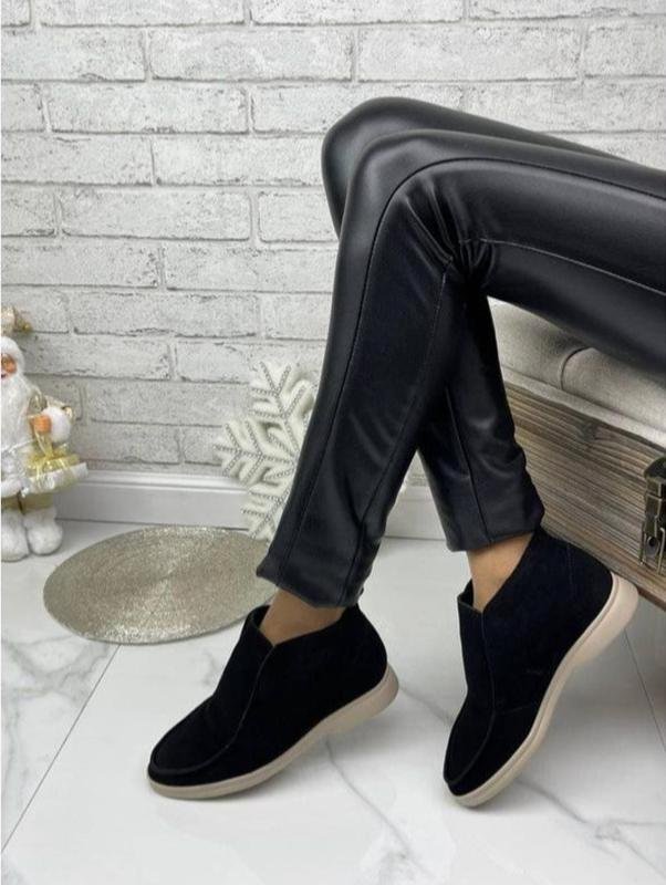 Women Loro Piana Loafers Black Suede 38