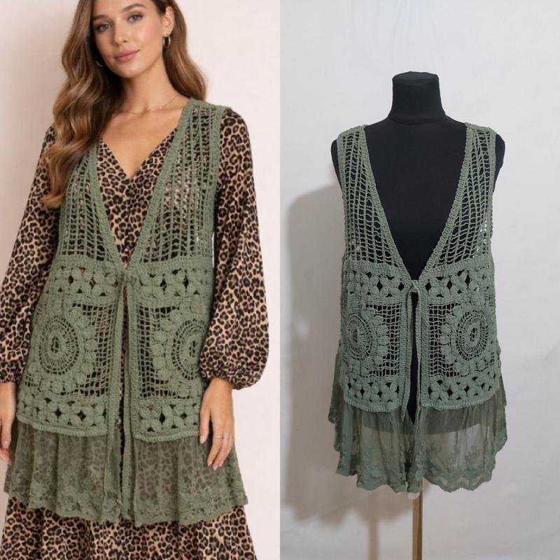 Женский Piazza Italia Жилет Хаки Хлопок L