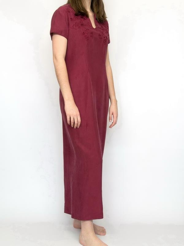 Damen Monsoon Kleid Burgunder Seide M