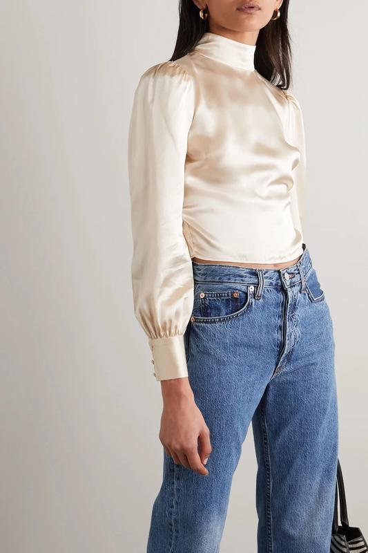 Femme Reformation Chemise Or Soie XL