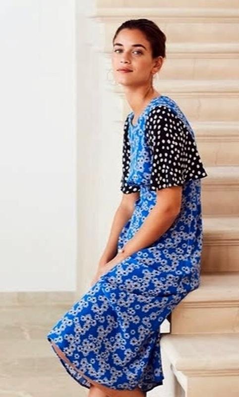 Damen Monsoon Kleid Blau Viskose S