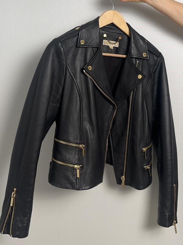 Women Michael Kors Jacket Black Faux Leather M