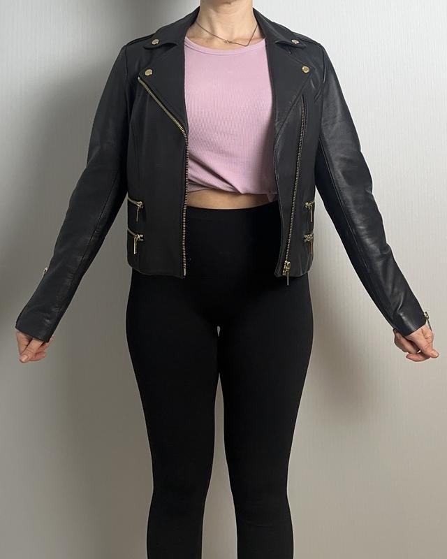 Women Michael Kors Jacket Black Faux Leather M