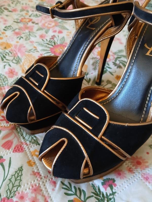 Donna Yves Saint Laurent Tacchi Nero Camoscio 38,5
