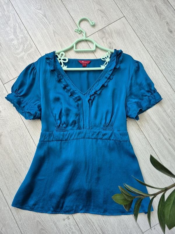 Damen Monsoon Bluse Marineblau Seide M