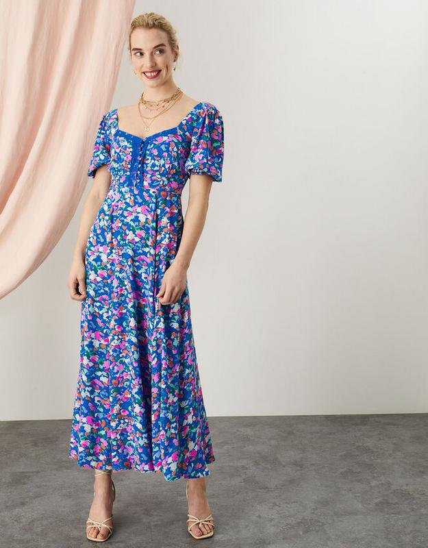 Damen Monsoon Kleid Marineblau  L