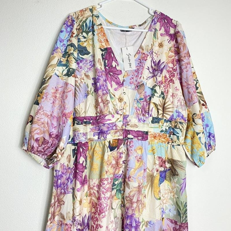 Women Simplee Plus Dress Purple Elastane XXL