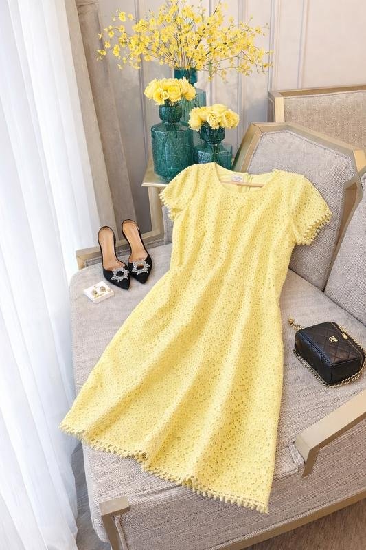 Femme Hobbs Robe Jaune Coton M
