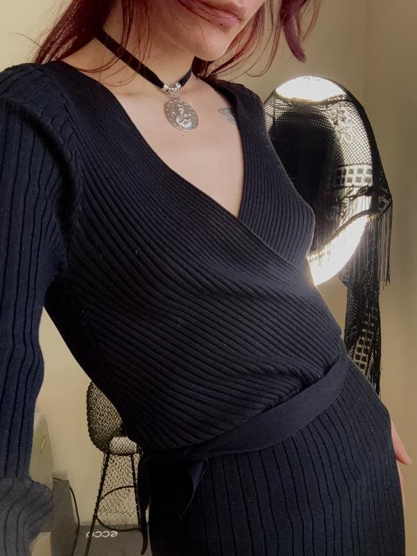 Donna AMISU Abito Nero Acrilico 38