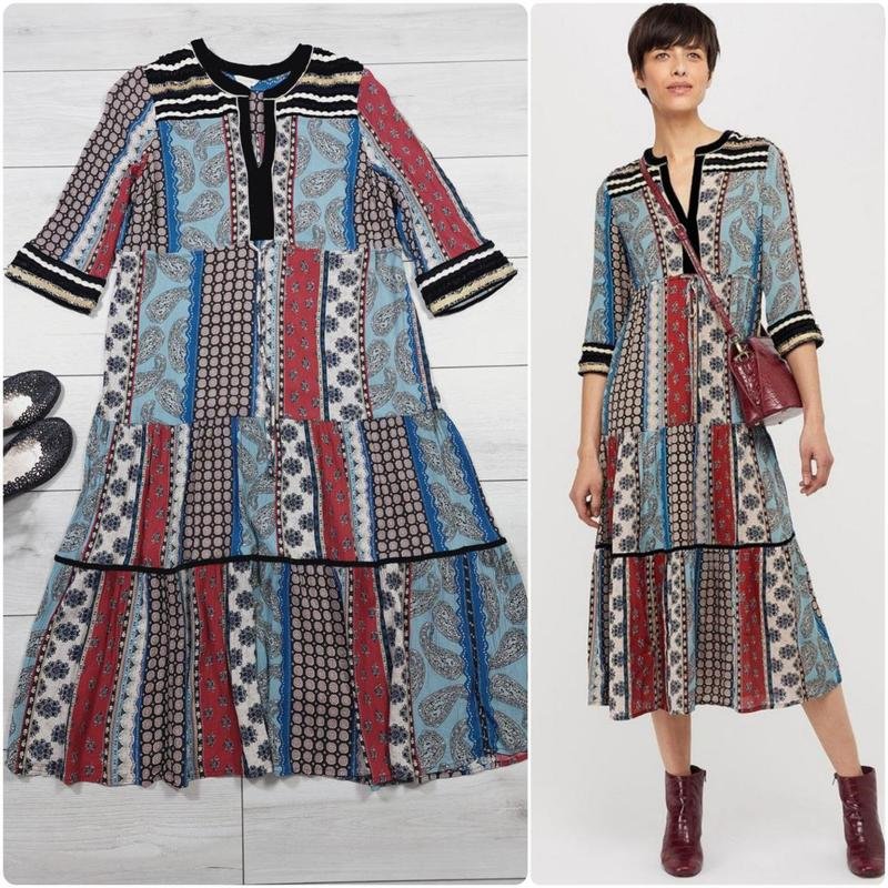 Damen Monsoon Kleid Mehrfarbig Viskose L