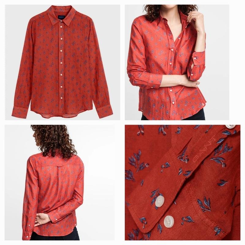 Women Gant Shirt Orange Cotton Silk 42