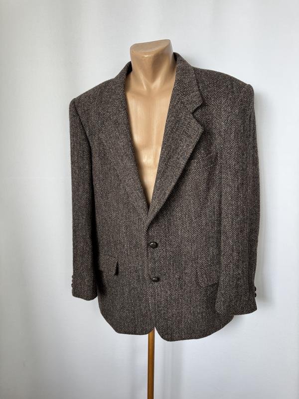 Uomo Harris Tweed Blazer Marrone Lana XL