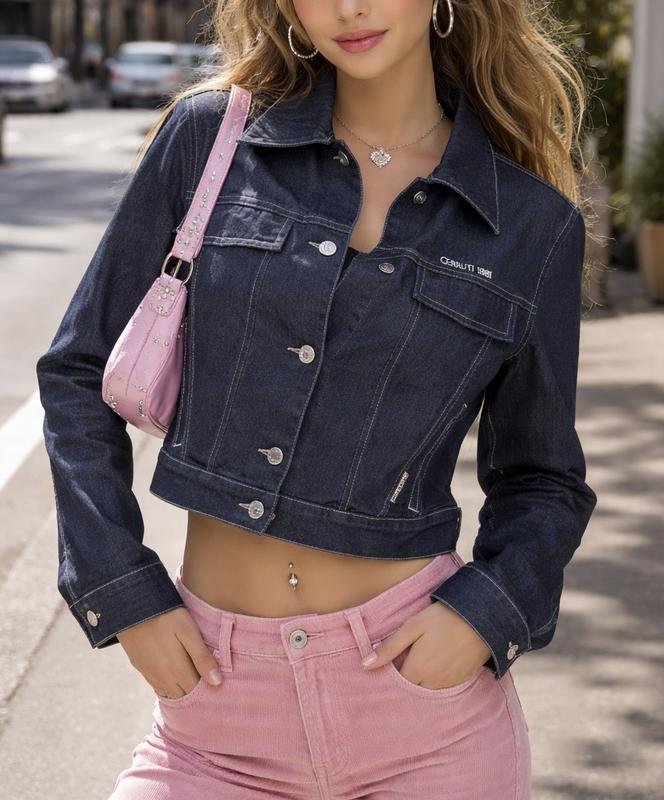 Damen Cerruti Jacke Grau Denim M