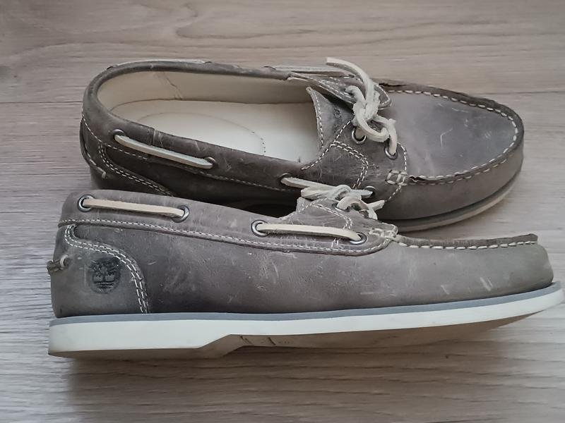Women Timberland Loafers Grey Leather 36