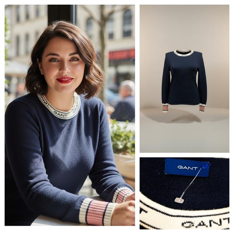 Women Gant Sweater Navy Cotton S