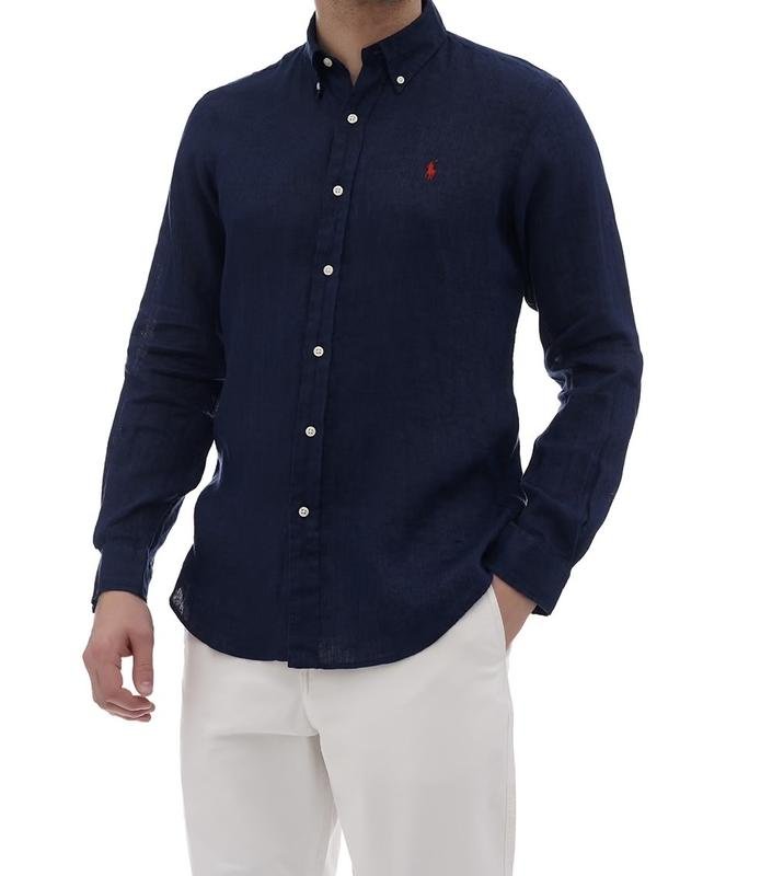 Homme Polo Ralph Lauren Chemise Bleu Lin L