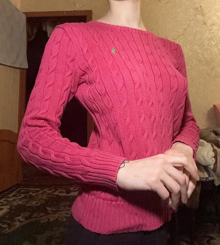 Damen Polo Ralph Lauren Pullover Rosa Baumwolle M