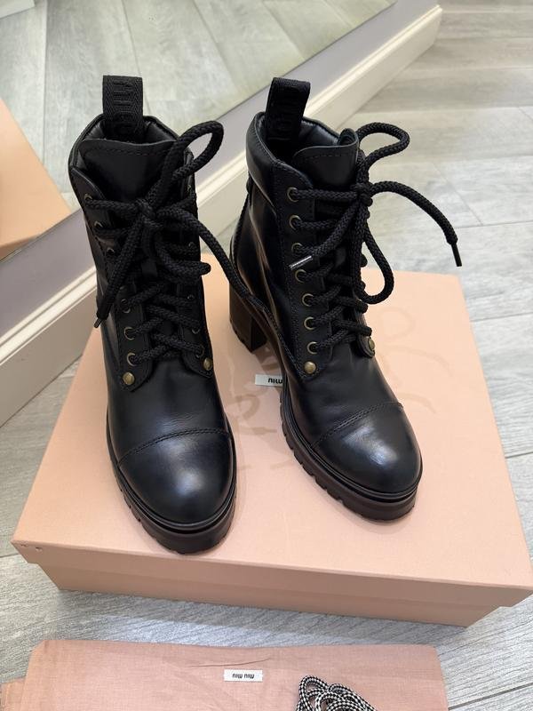 Damen Miu Miu Stiefel Schwarz Leder 38
