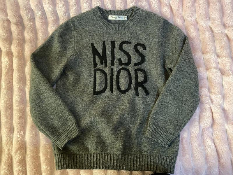 Damen Christian Dior Pullover Grau Wolle S