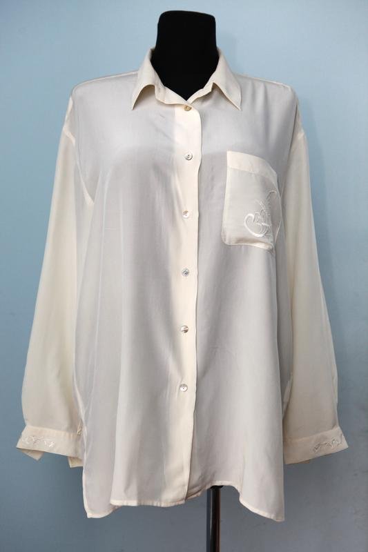 Women Peter Hahn Shirt White Silk XL