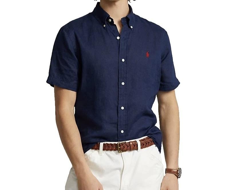 Homme Polo Ralph Lauren Chemise Bleu Lin S