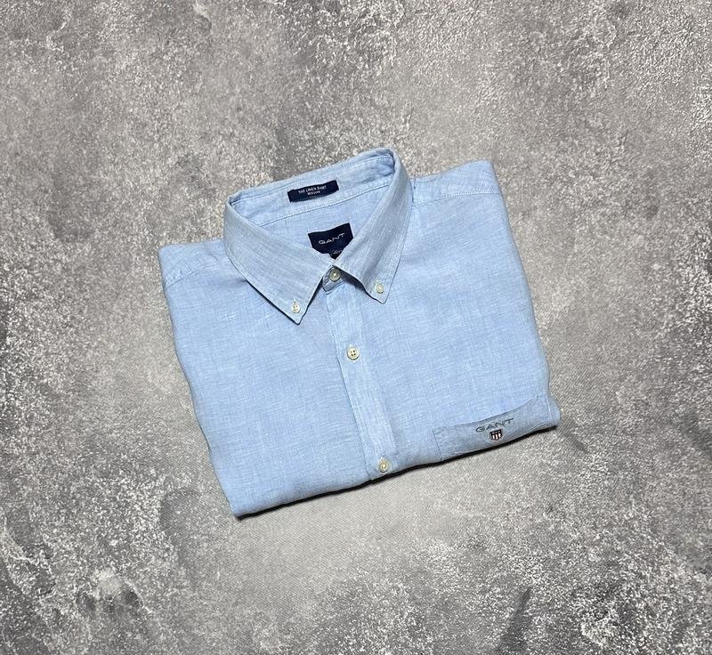 Homme Gant Chemise Bleue Lin XL