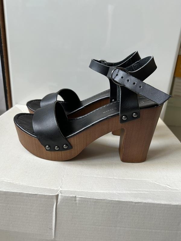 Women New Look Heels Black Leather 38