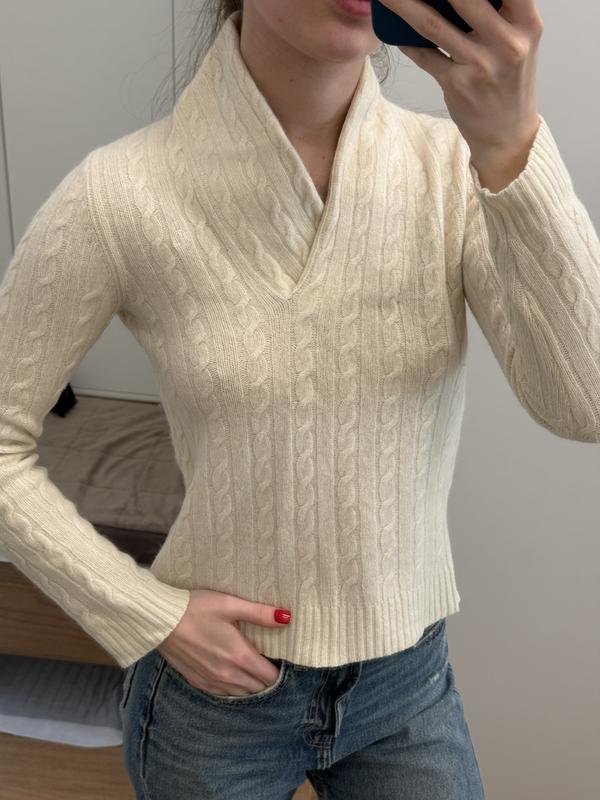 Donna Lauren Ralph Lauren Maglione Bianco Angora