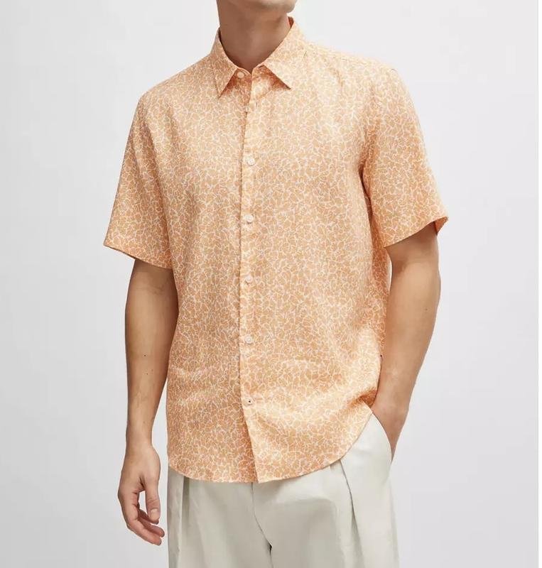 Homme Boss Chemise Orange Élasthanne L