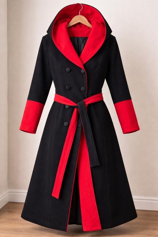 Damen Ballin Mantel Schwarz Wolle 48