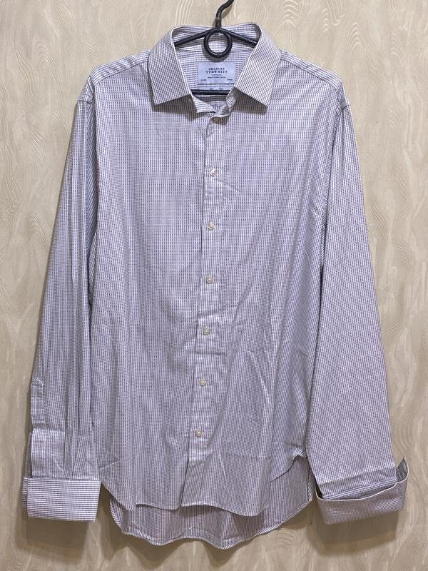 Men Charles Tyrwhitt Shirt Black Cotton 48