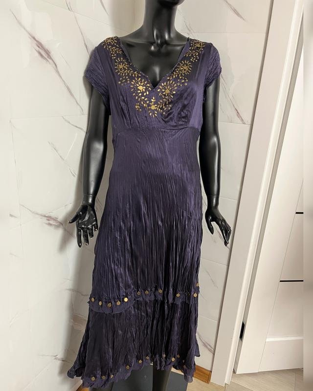 Women Monsoon Dress Purple Silk L