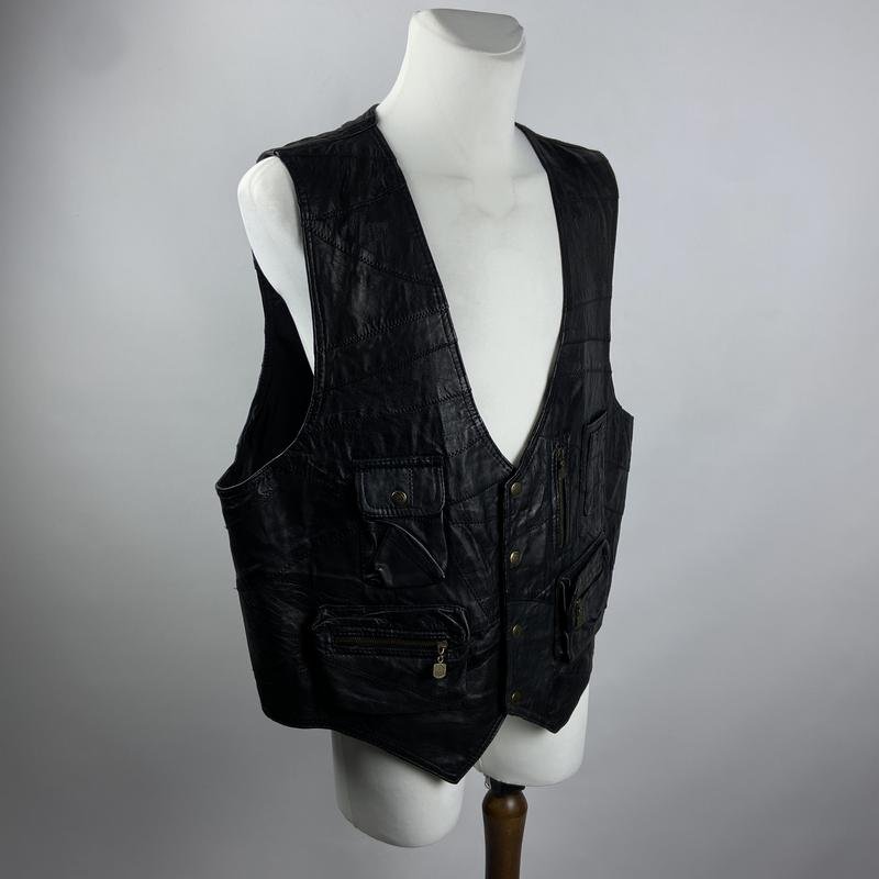Homme Elazar Gilet Noir Cuir XXL