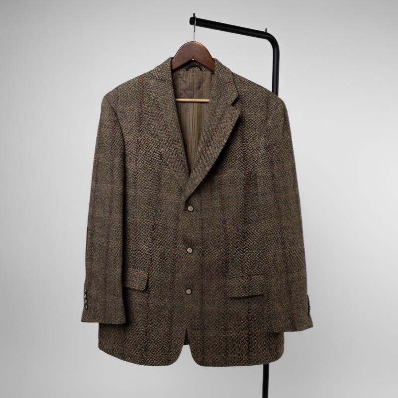 Uomo Harris Tweed Blazer Marrone Lana M-L