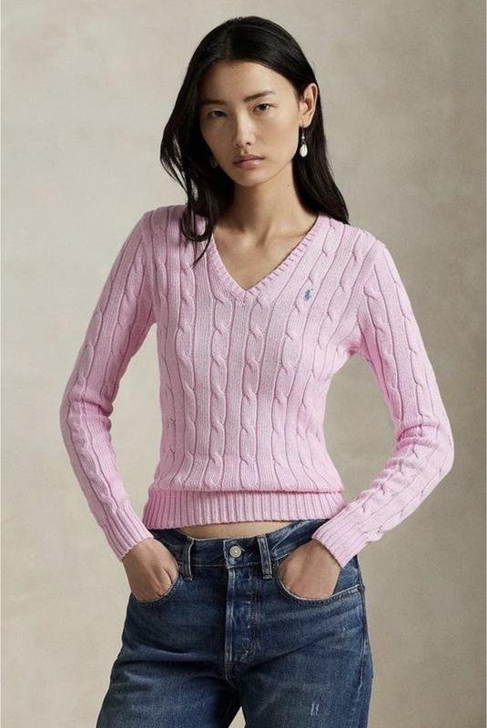 Women Polo Ralph Lauren Sweater Pink Cotton L