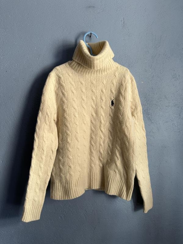 Women Polo Ralph Lauren Sweater White Beige Wool