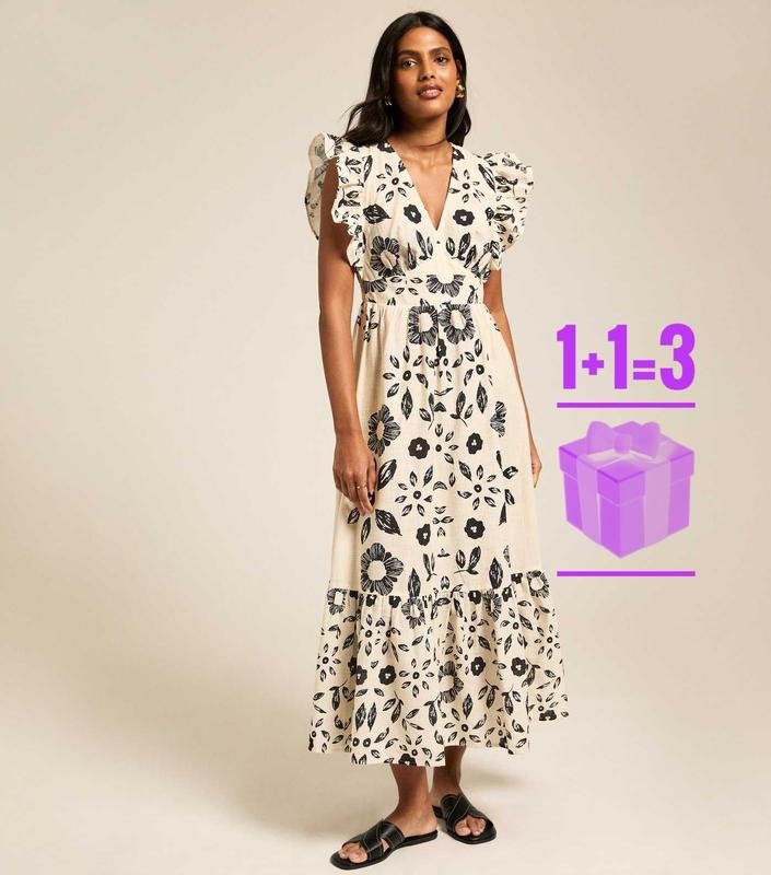 Women New Look Dress Beige Cotton M