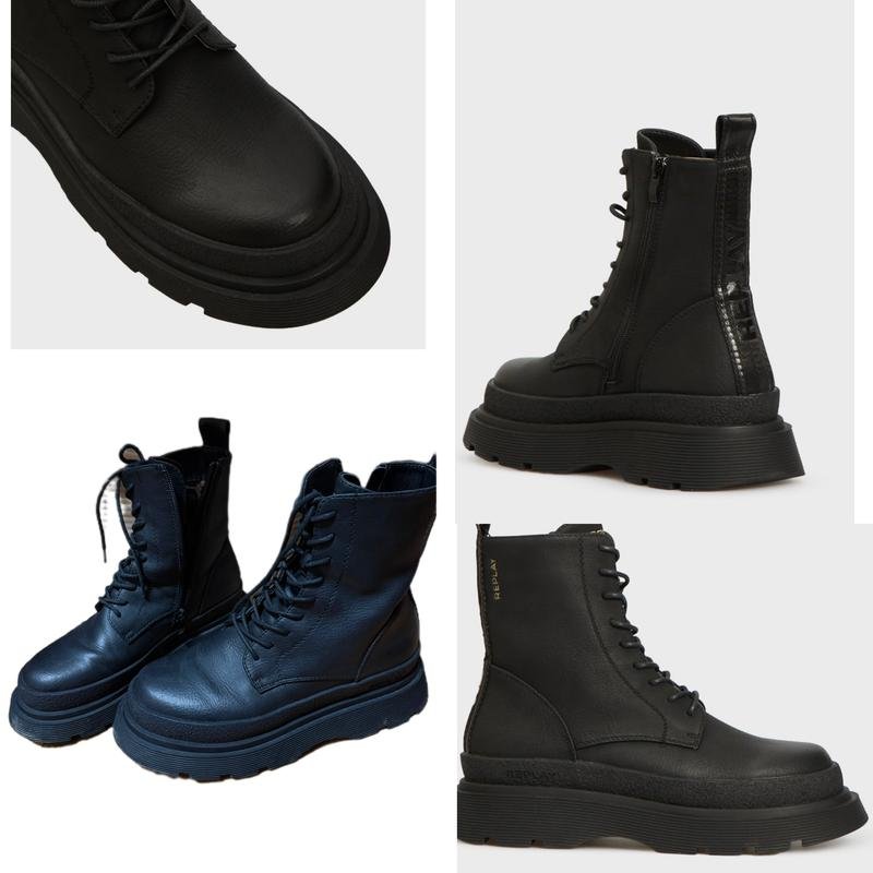 Damen Replay Stiefel Schwarz Leder 38