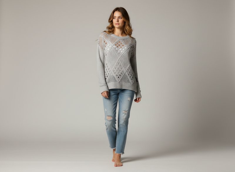 Damen John Richmond Pullover Grau Strick S