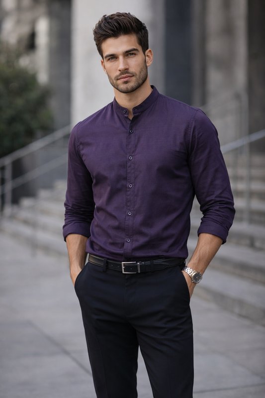 Мужской Club Monaco Рубашка Фиолетовый Хлопок L