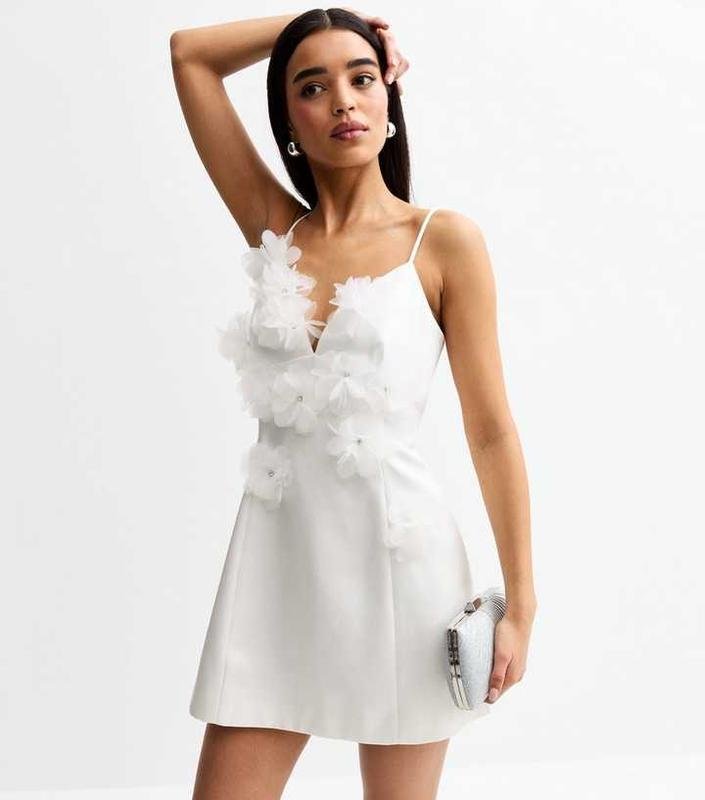 Femme New Look Robe Blanche Viscose L