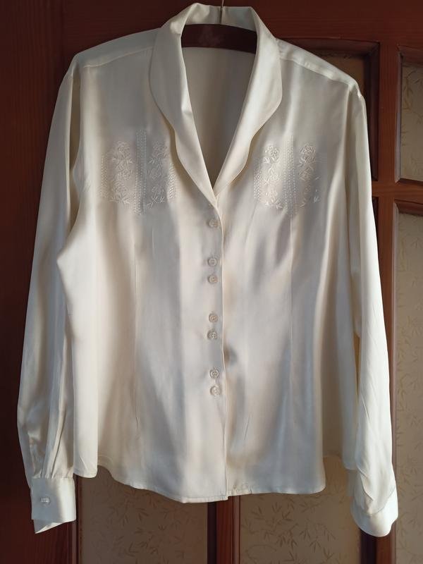 Women Shirt Ivory Silk L
