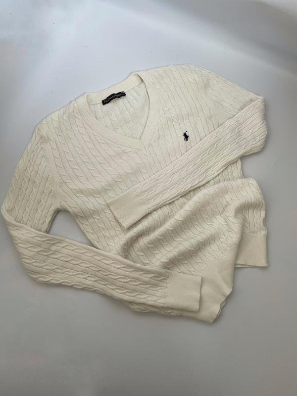 Damen Polo Ralph Lauren Pullover Weiß Kaschmir XL