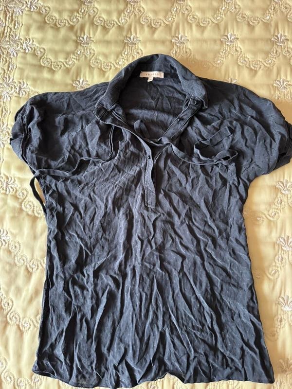 Femme Sandro Paris Chemise Bleu Marine Soie S