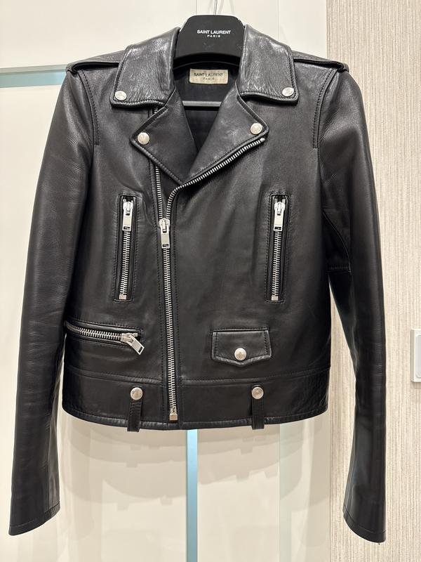 Femme Yves Saint Laurent Veste Noir Cuir 36