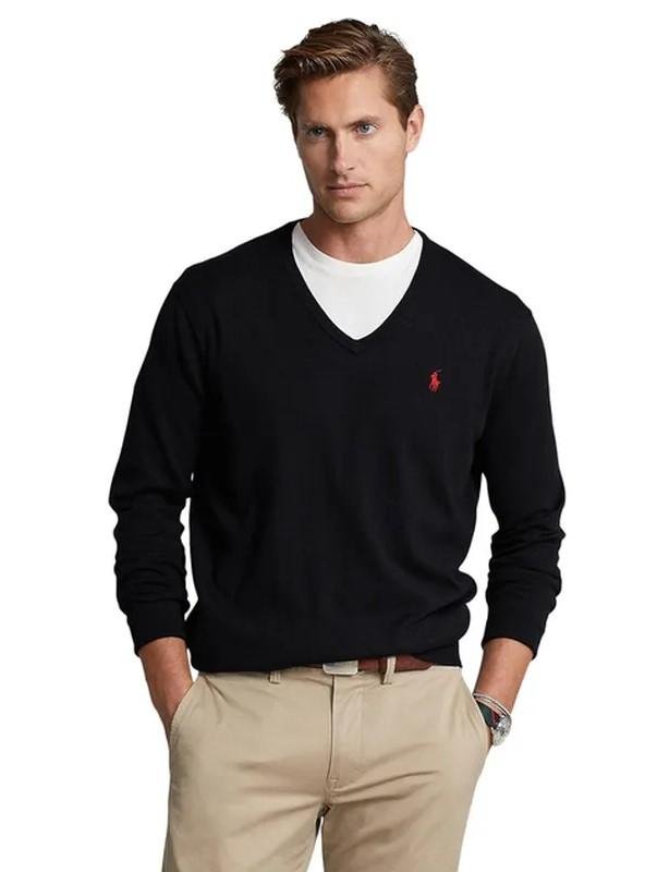 Damen Polo Ralph Lauren Pullover Schwarz Wolle M