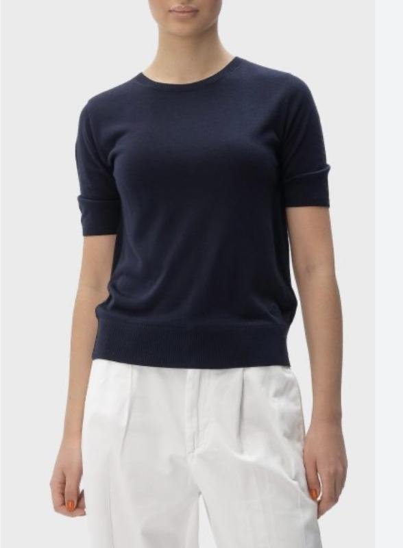 Donna Peter Hahn Maglione Blu Navy Lana 46