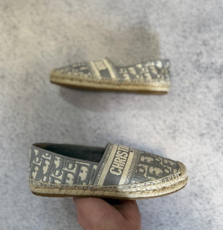 Women Christian Dior Loafers Grey Cotton 36