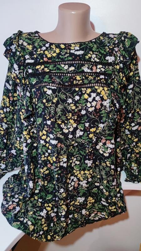 Damen Fat Face Bluse Schwarz Viskose 46